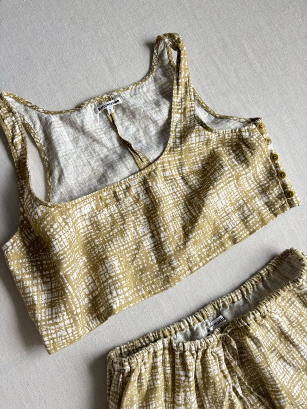 Reformation Amir Linen Two Piece Set Yellow Top and Maxi Skirt Size M - Picture 6 of 12